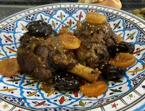 Lamb Shanks Tagine: With Dried Apricots and Prunes.